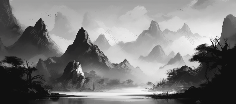 奇峰罗列形态万千中国风抽象水墨画之山水画,插画/手绘图,插画/手绘图库,插画/手绘图下载,插画/手绘